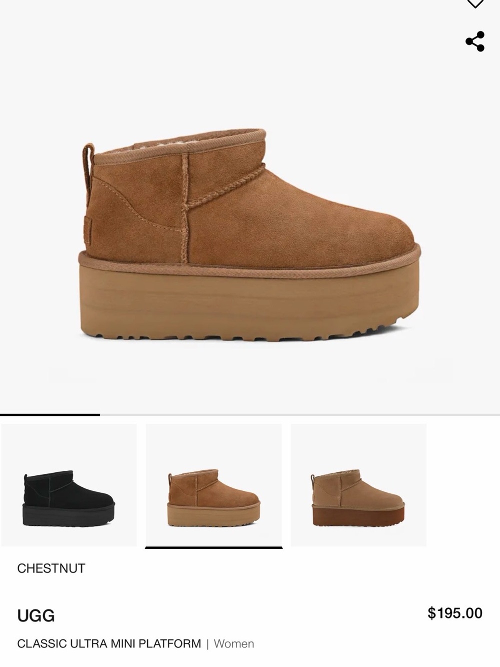 Brand New UGG Classic Ultra Mini Platform Boot - Chestnut size 7